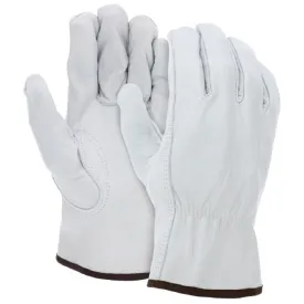 MCR Safety 3313L Buffalo Grain Leather, Drivers Work Gloves, White, Large, 1 Dozen