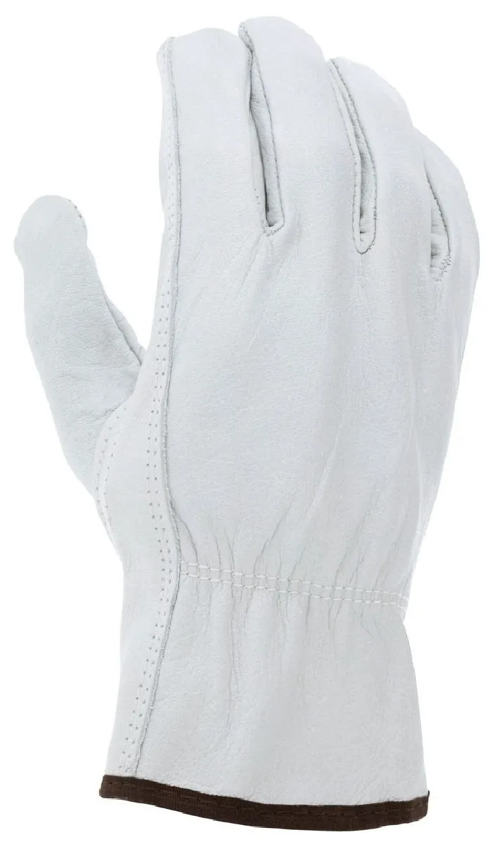 MCR Safety 3313L Buffalo Grain Leather, Drivers Work Gloves, White, Large, 1 Dozen