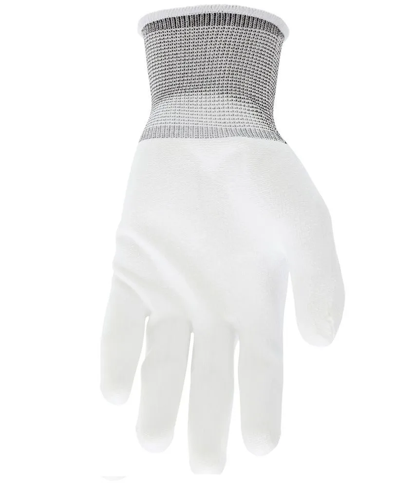 MCR Safety NXG 9665S Nylon Work Gloves With Polyurethane Palm And Fingertips, White, Small, 1 Dozen