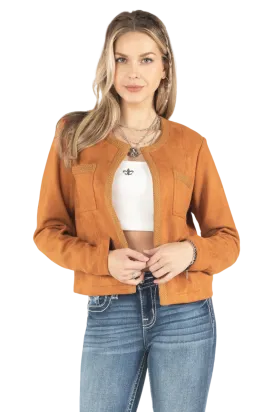 Miss Me Women's Braided Faux Suede Jacket