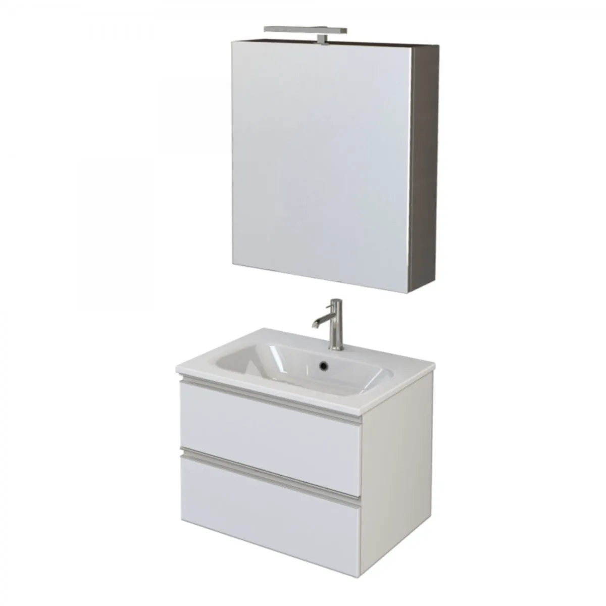 Mobile Bagno Sospeso 60cm Con Specchiera Bianco Opaco DUBON