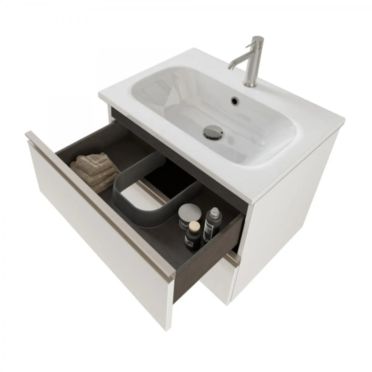 Mobile Bagno Sospeso 60cm Con Specchiera Bianco Opaco DUBON