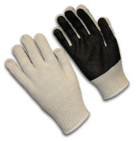 PIP 37-C110PC-BK 7-Gauge Seamless Knit Cotton/Polyester Glove with PVC Palm Coating, Natural, 1 Dozen