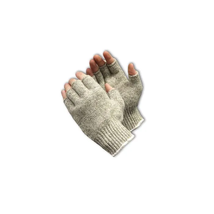 PIP 41-075L Seamless Knit Ragwool Glove - Half Finger, Beige, Large, 1 Dozen