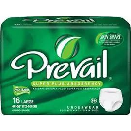 Prevail Super Plus Underwear Large (45" to 58") - One pkg of 16 each