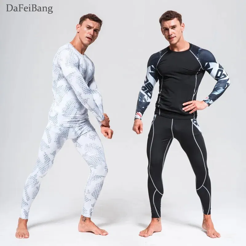 Quick Dry Compression Tracksuit Tight Sports Shirts Set for Men Ideal for Skiing Thermal Underwear with Eye Catching Design