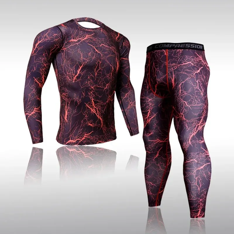 Quick Dry Compression Tracksuit Tight Sports Shirts Set for Men Ideal for Skiing Thermal Underwear with Eye Catching Design