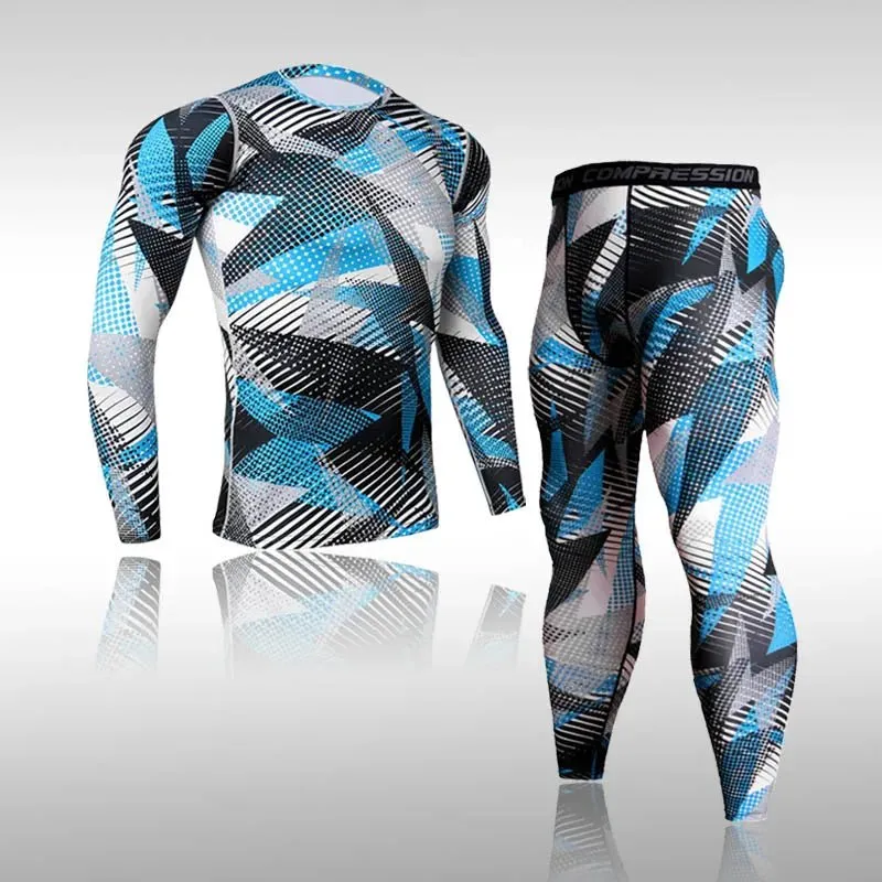 Quick Dry Compression Tracksuit Tight Sports Shirts Set for Men Ideal for Skiing Thermal Underwear with Eye Catching Design