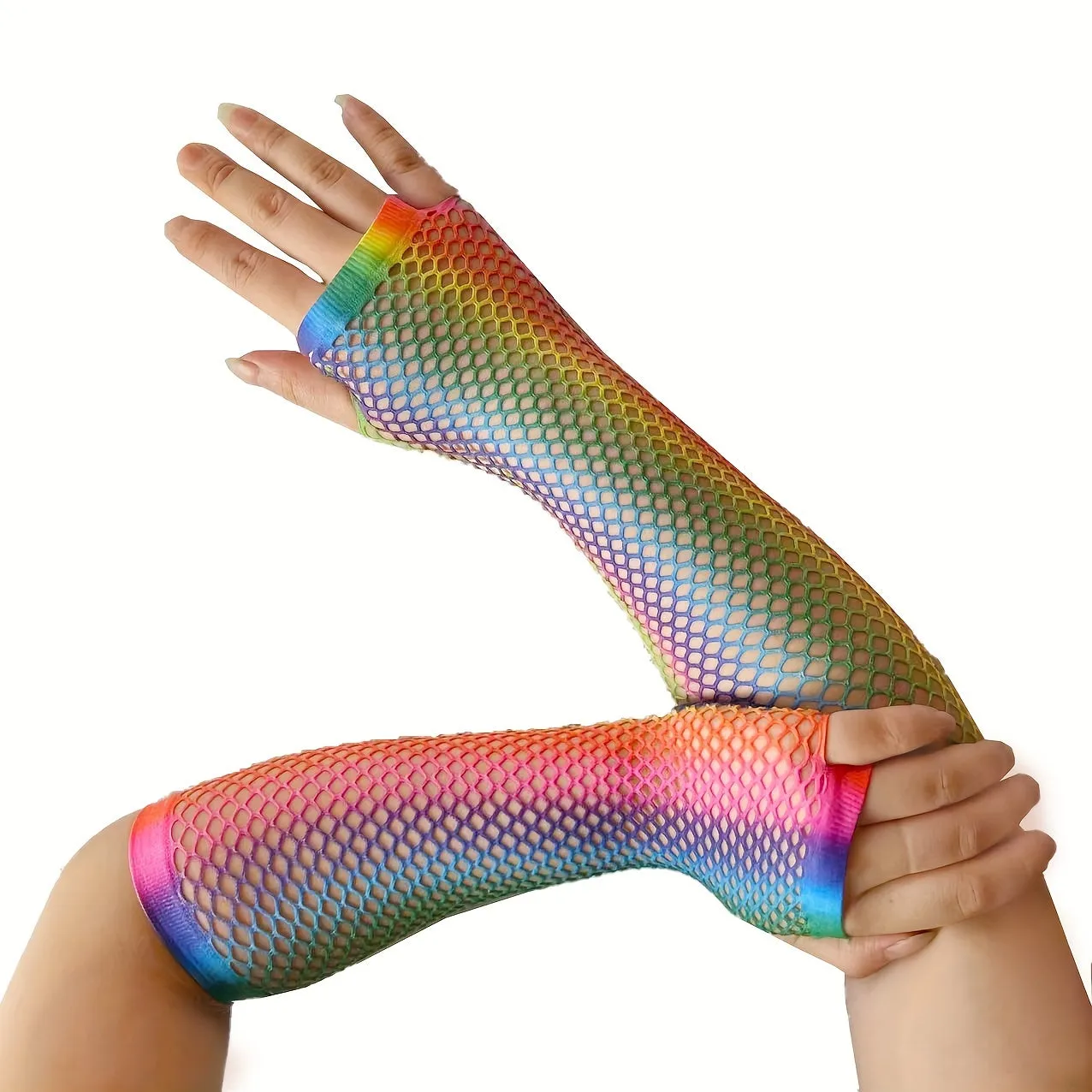 Rainbow Gradient Half Finger Gloves Perfect for LGBT Pride Parties