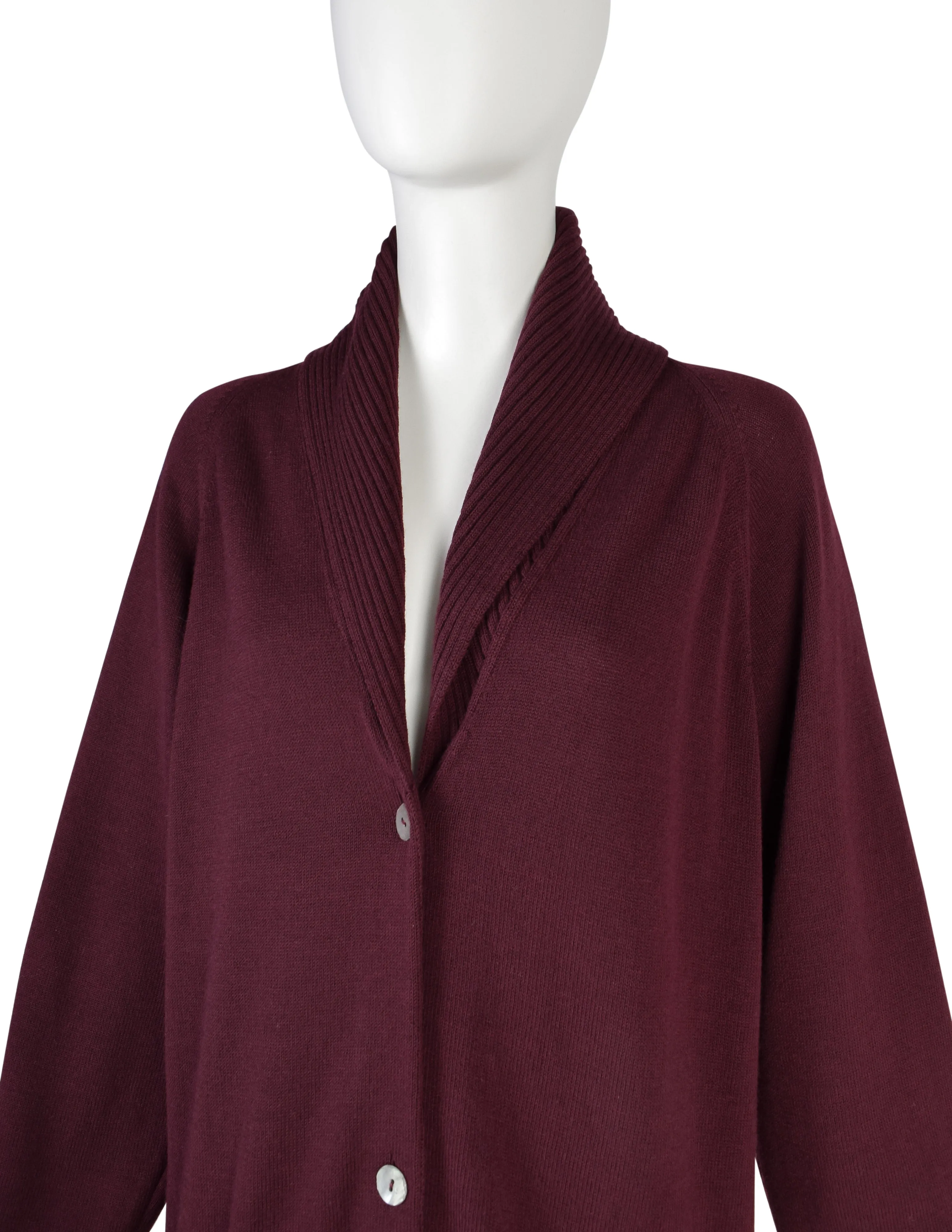 Romeo Gigli Vintage AW1989 Oversized Longline Maroon Knit Cardigan Sweater