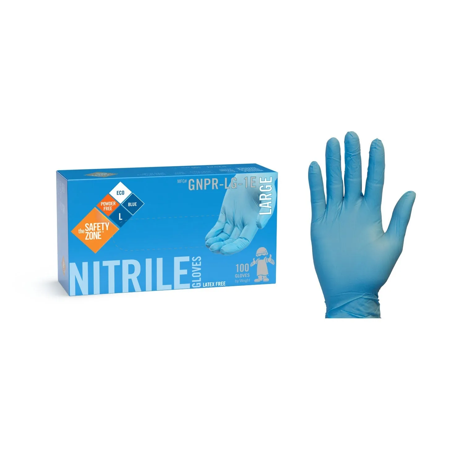 Safety Zone® Food Grade Blue 3.5 Mil Powder-Free Nitrile Gloves (S - XL Sizes Available) - Case of 1000