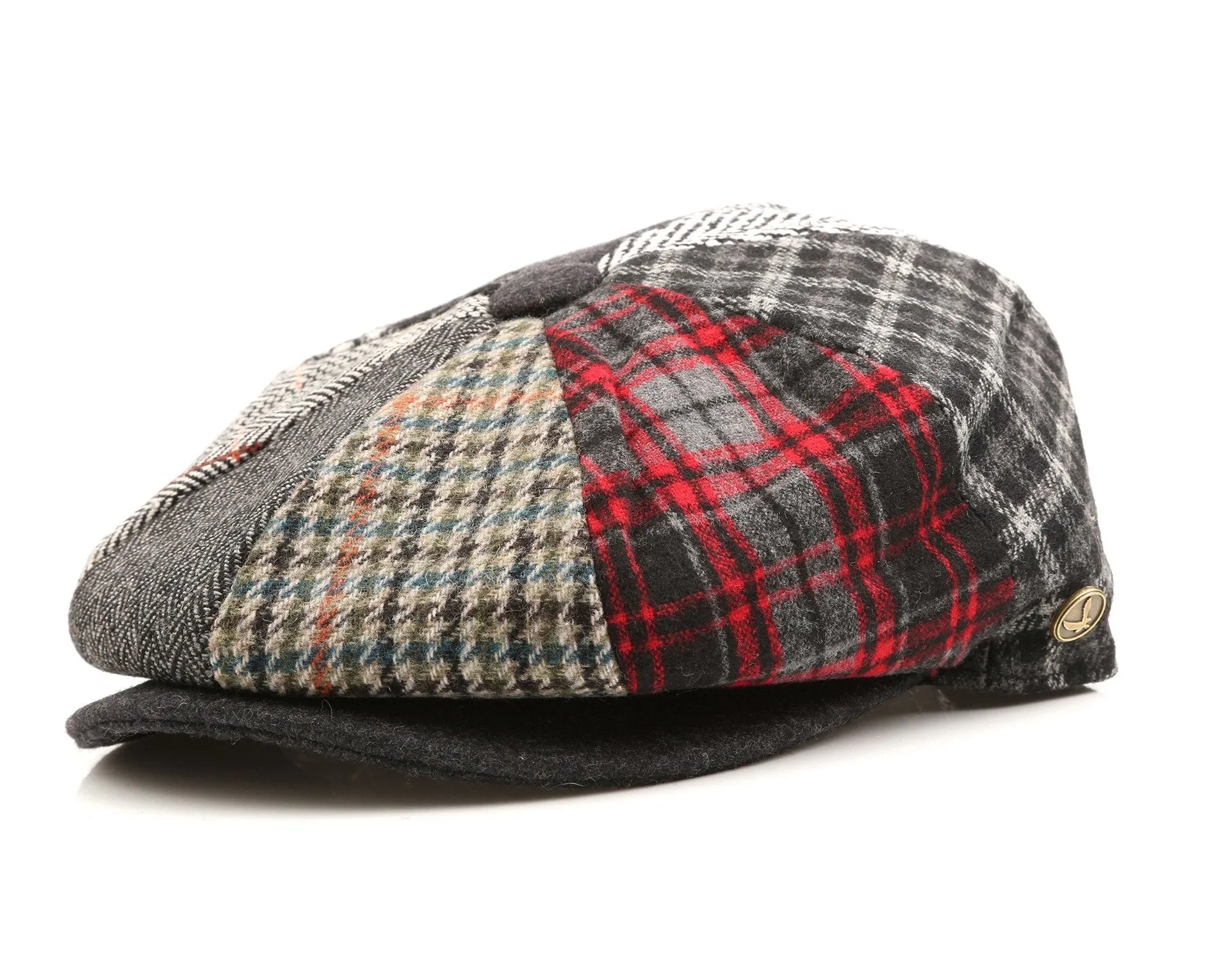 Sakkas Jay Gatsby 8 Panel Wool Newsboy Paperboy Snap Brim Cap Hat