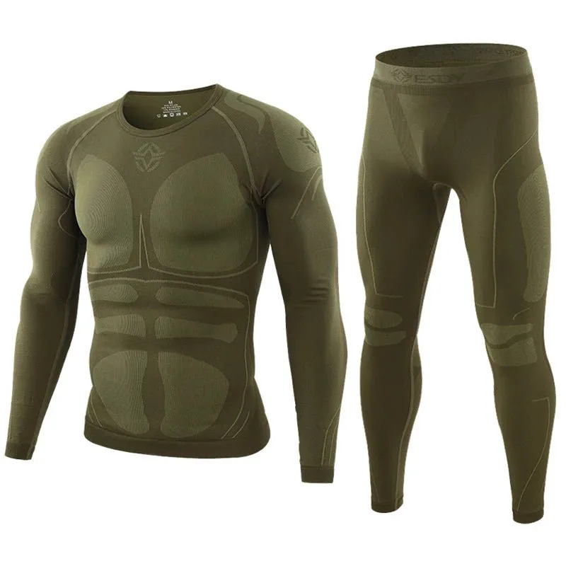 Seamless Men's Tactical Thermal Underwear Set for Outdoor Sports Breathable Training Cycling Thermo Long Johns