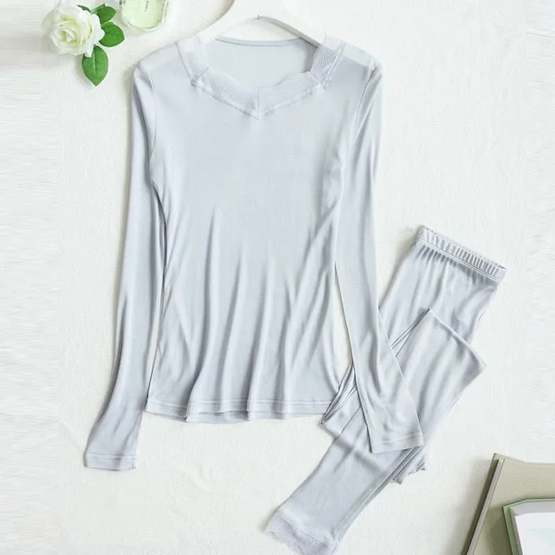 Silk Thermal Underwear Set - Luxurious and Comfortable Winter Pajamas