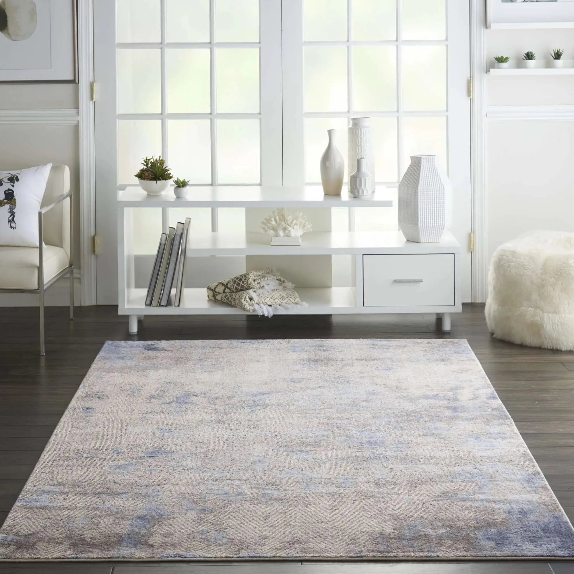 Silky Textures SLY04 Blue/Ivory Rug