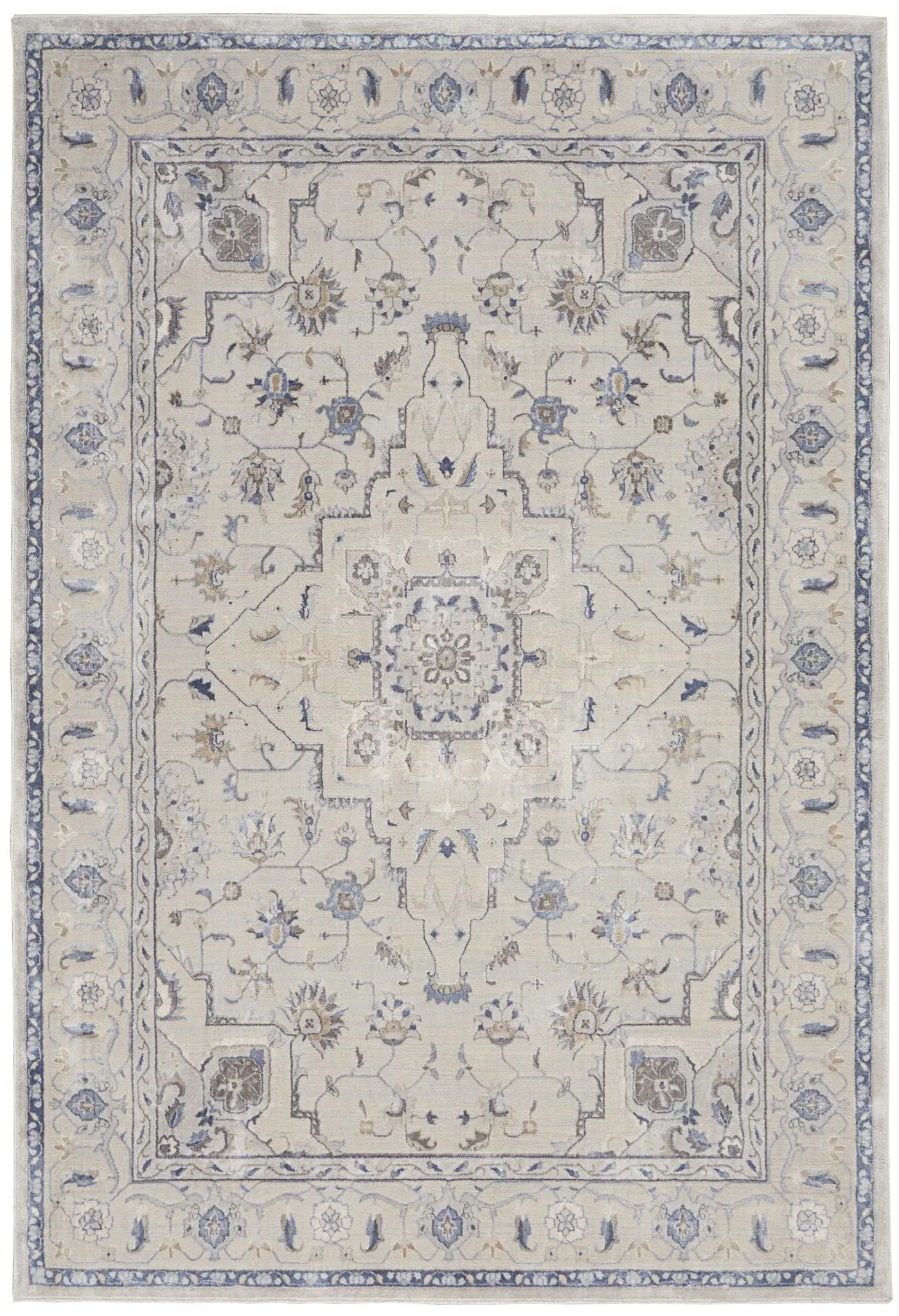 Silky Textures SLY08 Ivory/Grey Rug