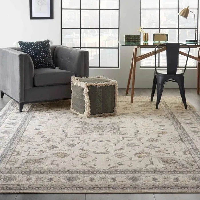 Silky Textures SLY08 Ivory/Grey Rug