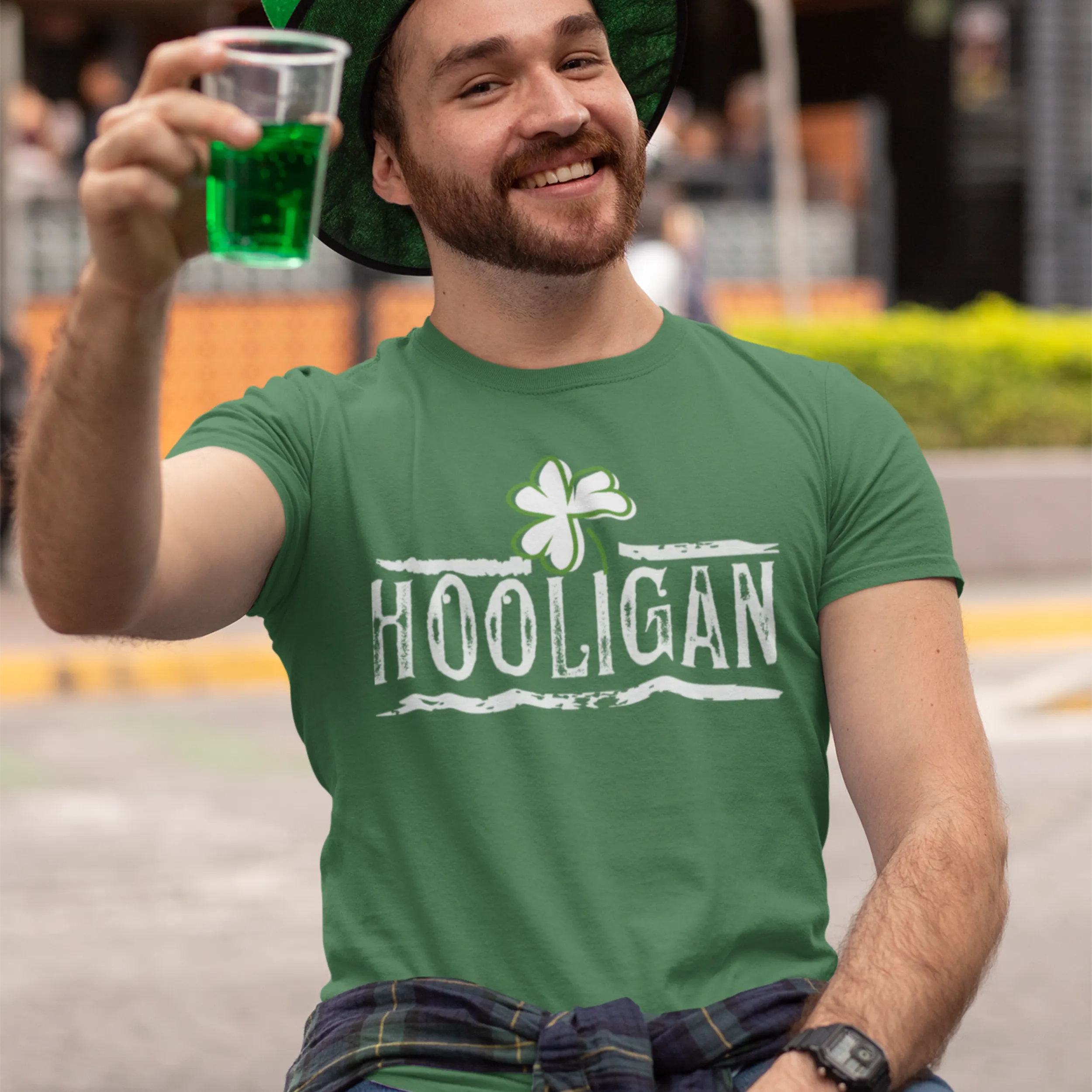 St. Patrick's Day Hooligan Unisex Comfort Colors® T-shirt, Men's or Women's Spring T-Shirt in Light Green, Sage or MossT-Shirt