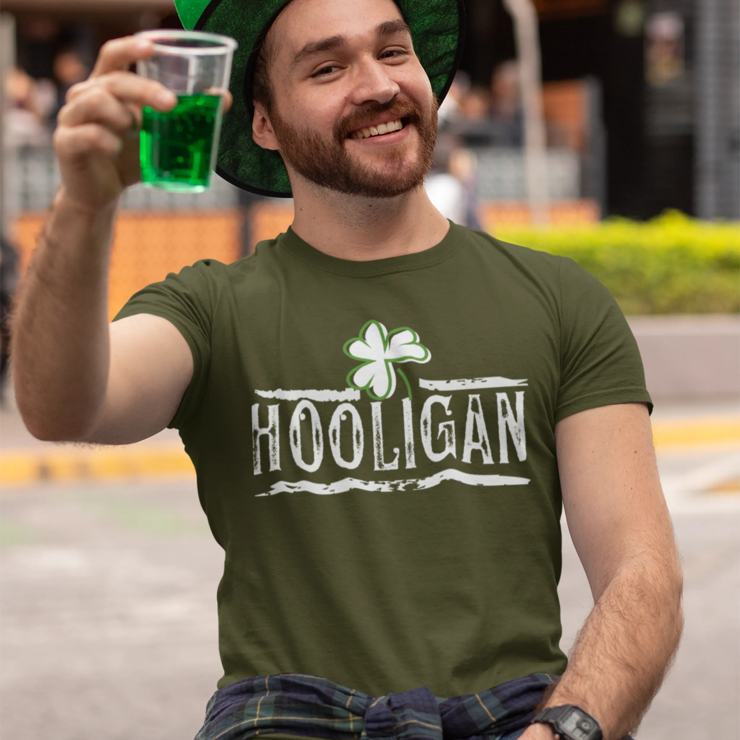 St. Patrick's Day Hooligan Unisex Comfort Colors® T-shirt, Men's or Women's Spring T-Shirt in Light Green, Sage or MossT-Shirt