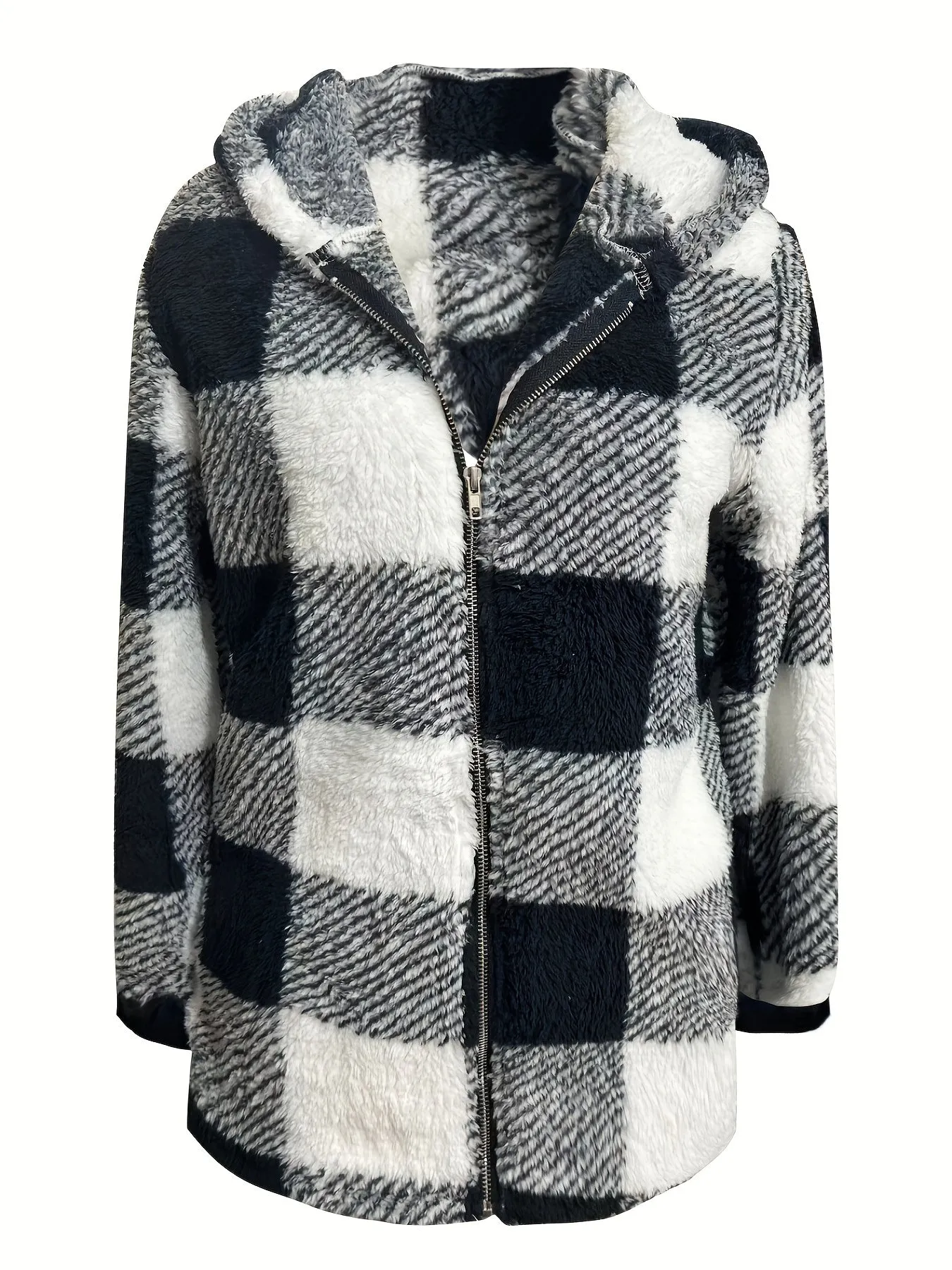 Stylish Plaid Hooded Jacket Comfy Warm and Trendy