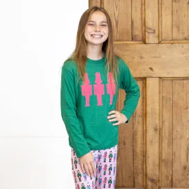 The Royal Standard - Youth Nutcracker Trio Long Sleeve Crew Neck T-Shirt   Green/Hot Pink   -Asst.: Small (6-7)