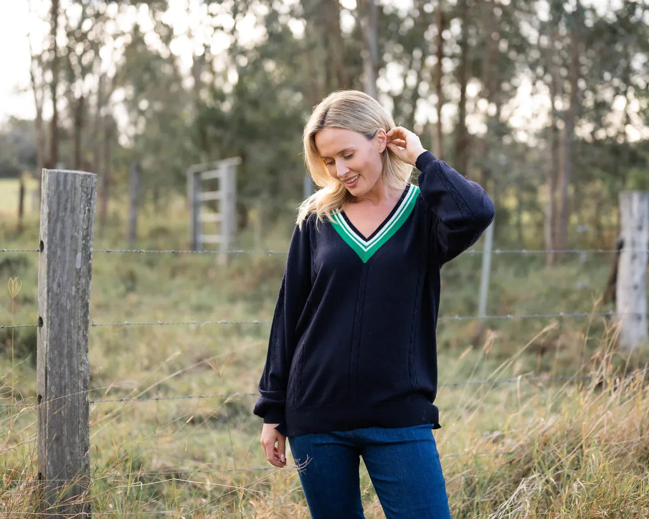 V Neck College Sweater