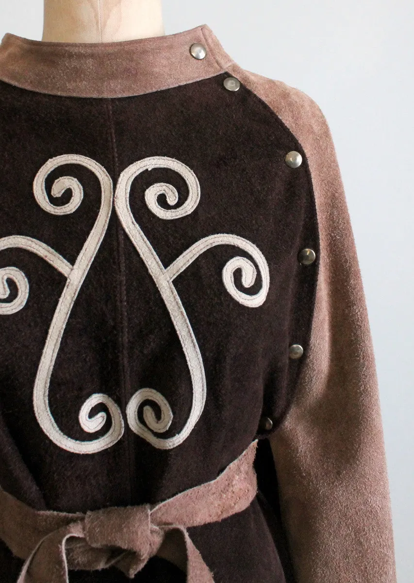 Vintage 1960s Two Tone Brown Suede MOD Cape