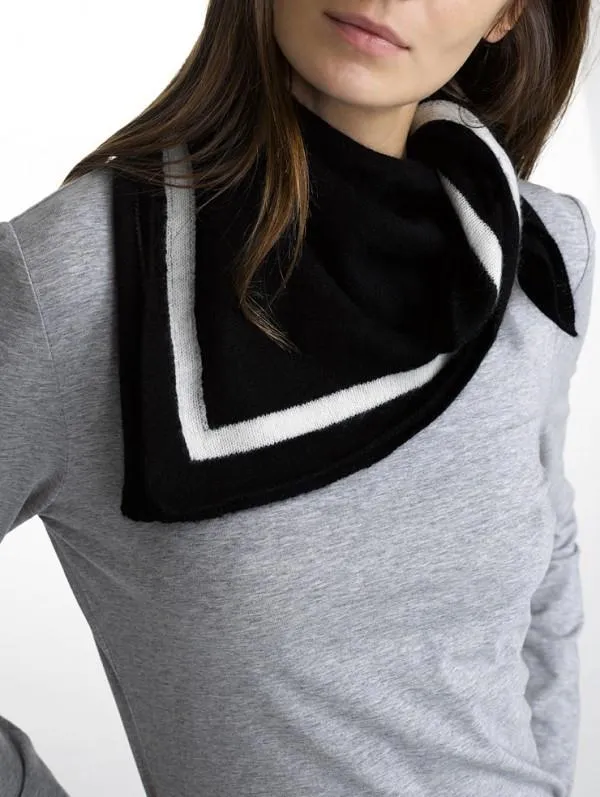 White   Warren - Tipped Neck Scarf  Blk/Wht