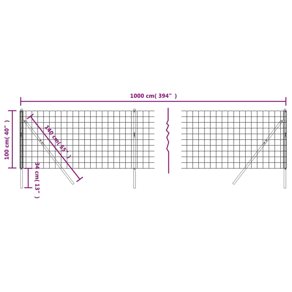 Wire Mesh Fence Green 1x10 m Galvanised Steel