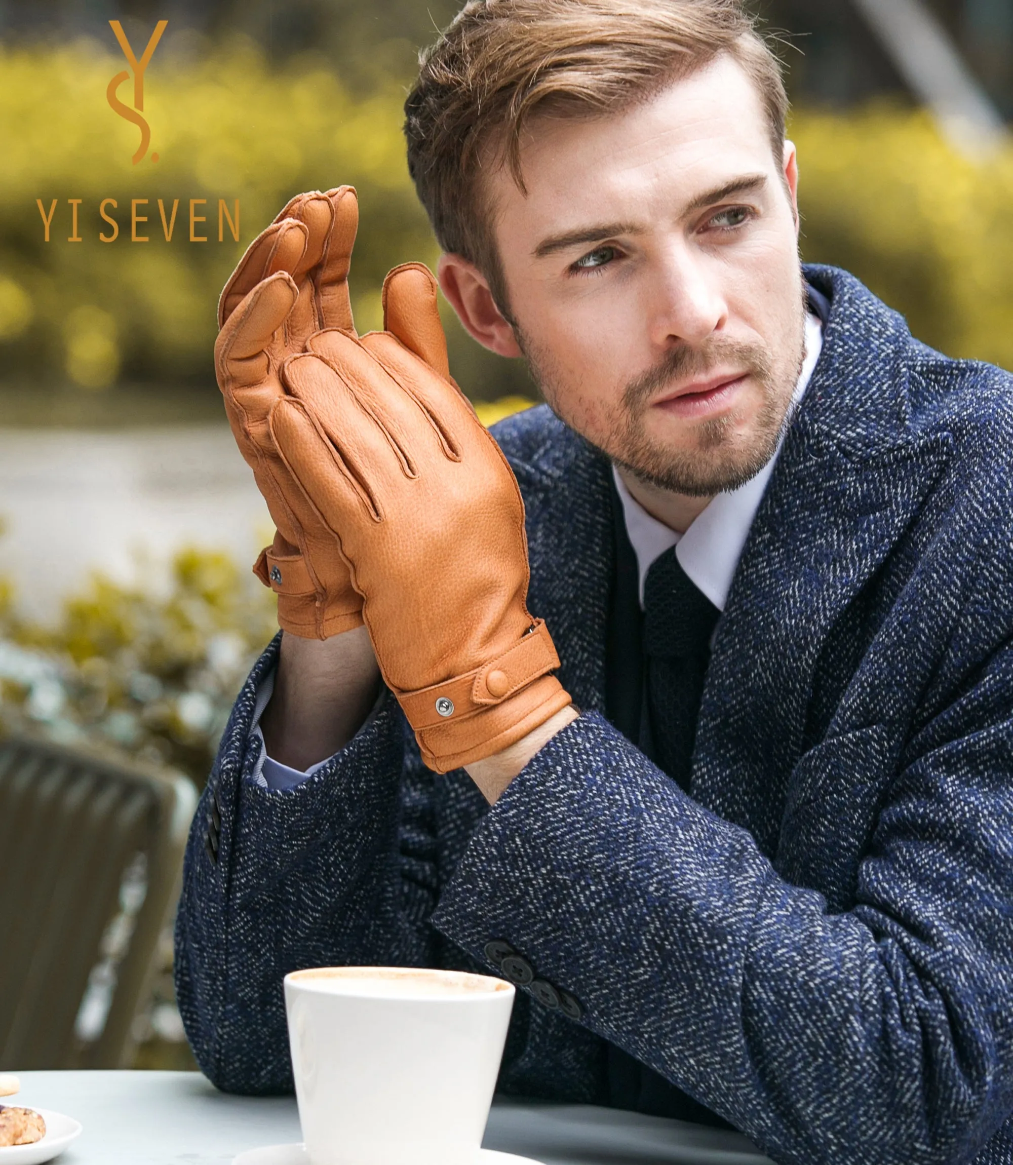 YISEVEN Men's  Classical Deerskin Leather Gloves